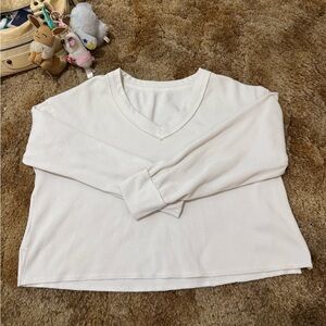 Gilly Hicks White V-Neck Long Sleeve Thermal Top